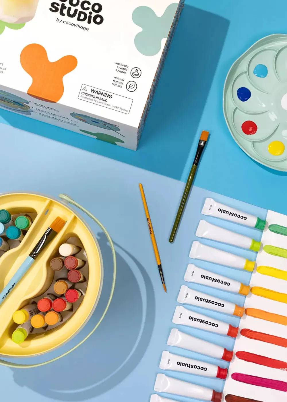 Coco Village Gouache Paint Bucket & Accessories Set - 24 colors