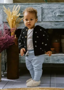Coco Village Hooded Jacquard Cardigan Anthracite Stars 0-3m