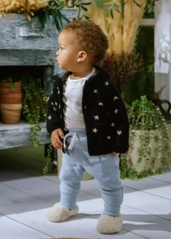 Coco Village Hooded Jacquard Cardigan Anthracite Stars 0-3m