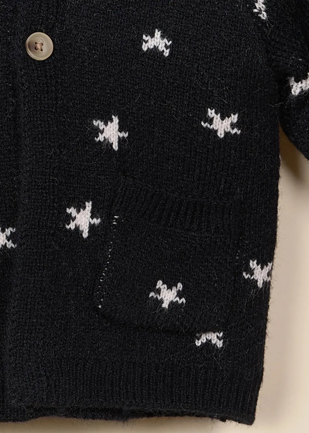 Coco Village Hooded Jacquard Cardigan Anthracite Stars 0-3m