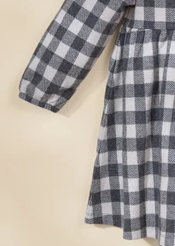 Coco Village Knit Plaid Dress Anthracite Gingham 9-12m