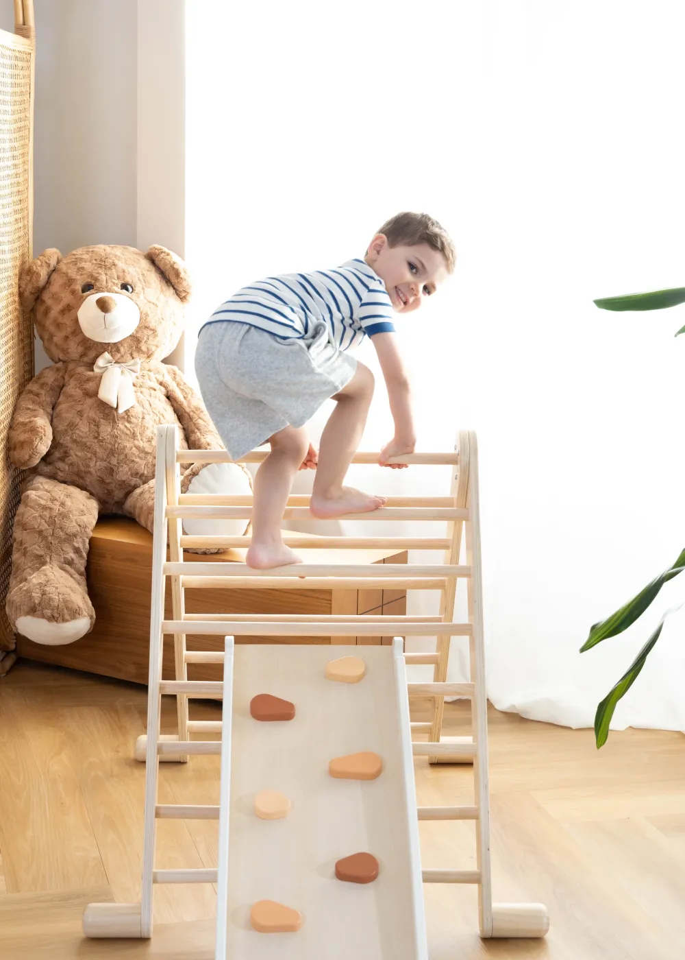 Coco Village Montessori 2-in-1 Grip Climber Board & Slide