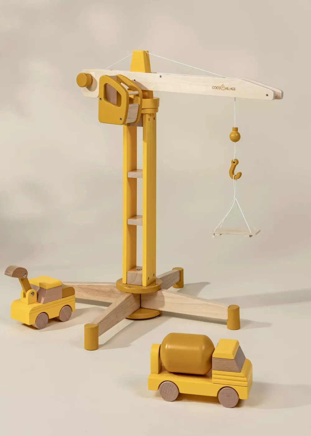 Coco Village Oversized Wooden Construction Crane