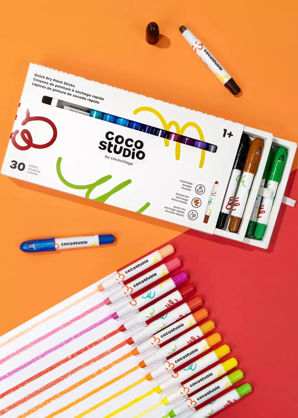Coco Village Quick Dry Paint Sticks Set - 30 colors