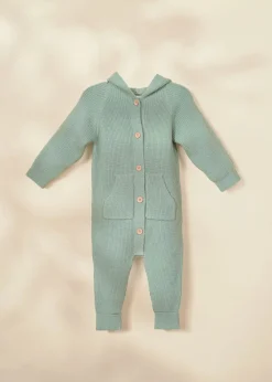 Coco Village Rib Knit Raglan Romper Green 0-3m