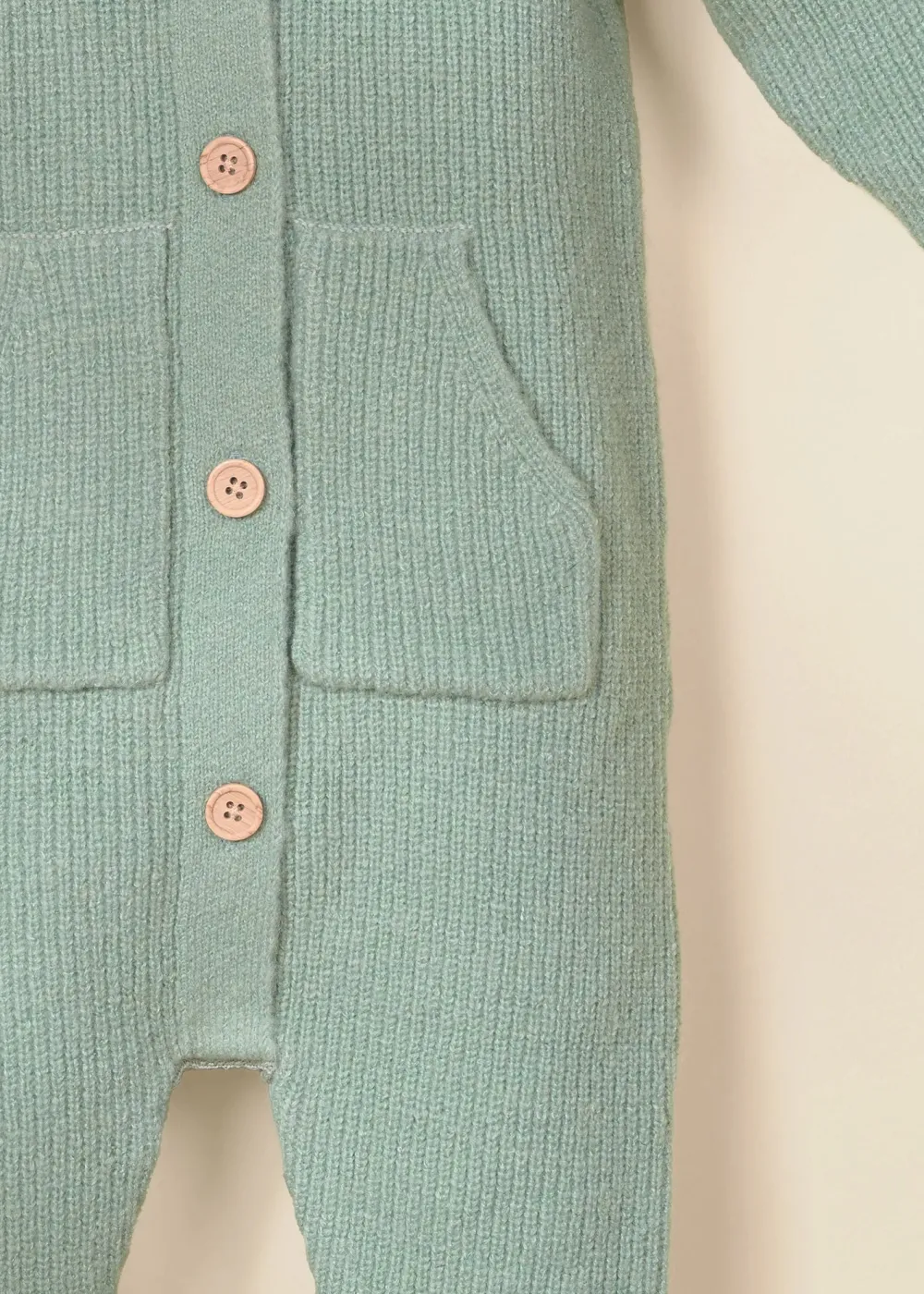 Coco Village Rib Knit Raglan Romper Green 0-3m