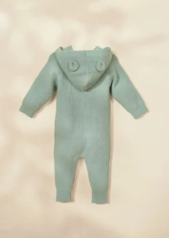 Coco Village Rib Knit Raglan Romper Green 0-3m