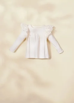 Coco Village Ruffle Shoulder Tee Black 9-12m