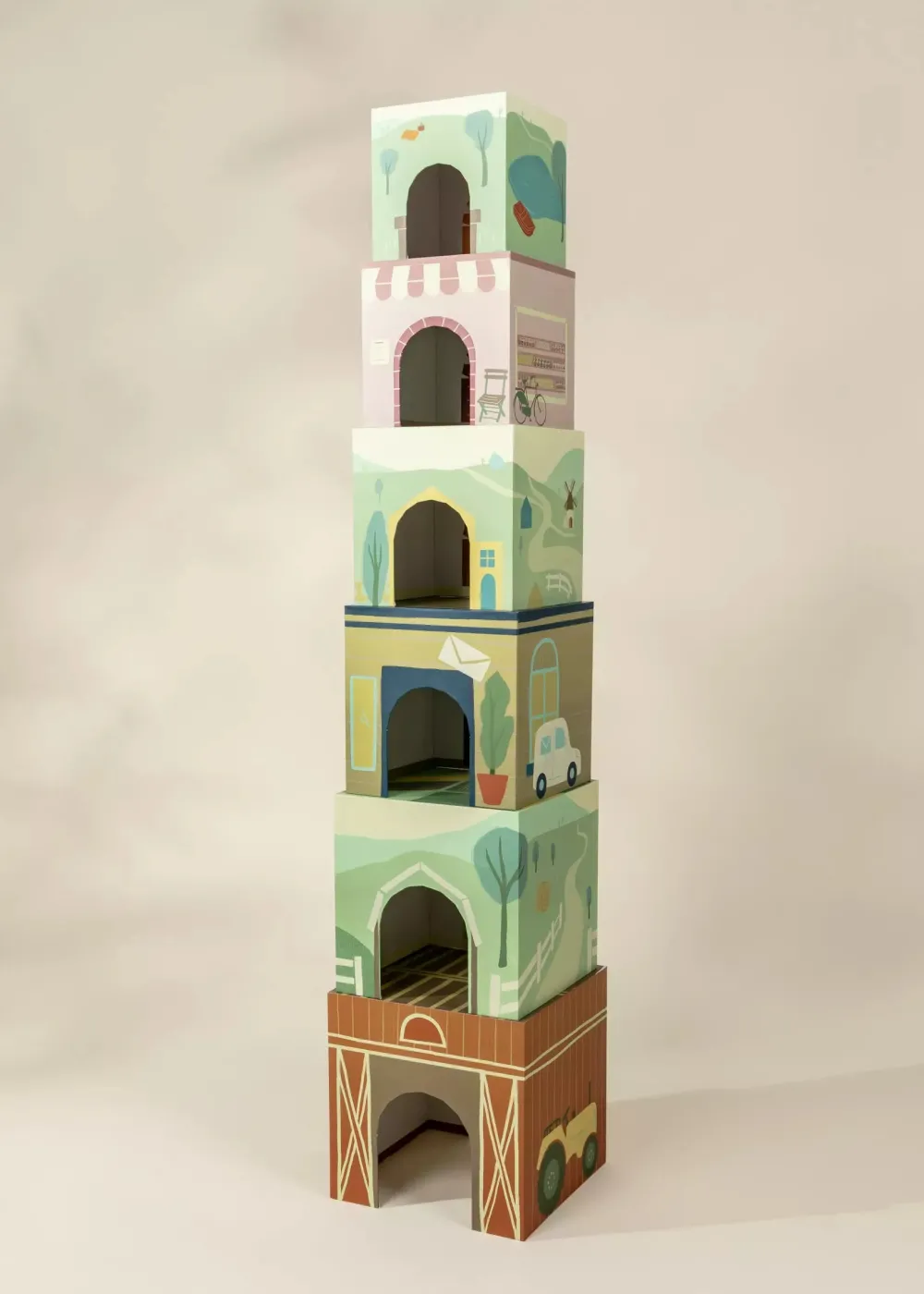 Coco Village Set of 6 Oversized Stacking Boxes -The Countryside