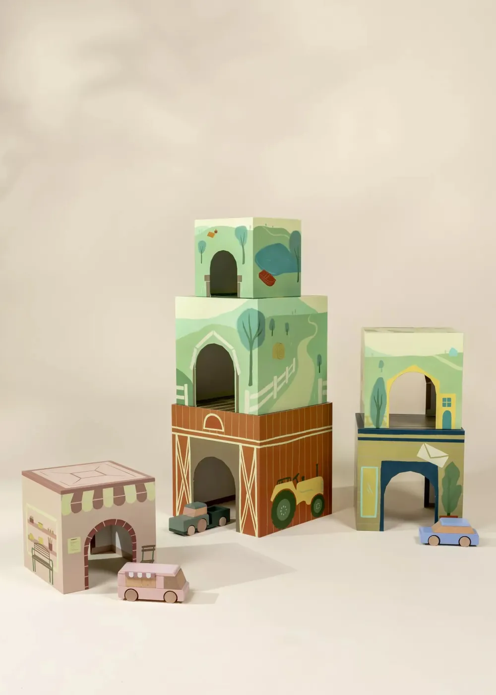 Coco Village Set of 6 Oversized Stacking Boxes -The Countryside