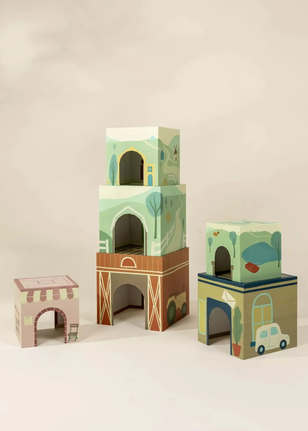 Coco Village Set of 6 Oversized Stacking Boxes -The Countryside