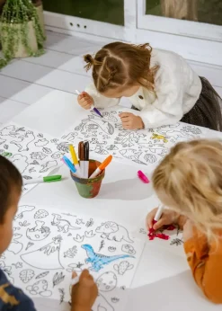 Coco Village Set of 4 Silicone Washable Coloring Placemats & Markers
