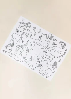 Coco Village Set of 4 Silicone Washable Coloring Placemats & Markers