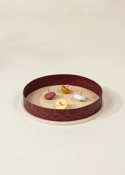 Coco Village Set of 4 Wooden Spinning Tops with Arena