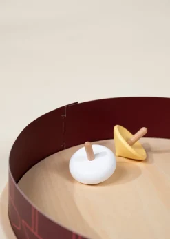 Coco Village Set of 4 Wooden Spinning Tops with Arena