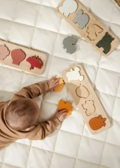 Coco Village Silicone Puzzle on Wooden Plate - Ocean