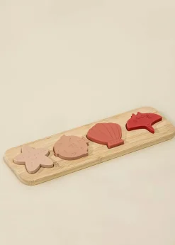 Coco Village Silicone Puzzle on Wooden Plate - Ocean