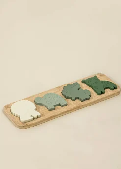 Coco Village Silicone Puzzle on Wooden Plate - Savana