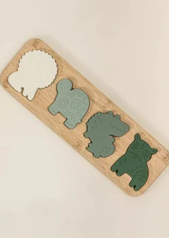 Coco Village Silicone Puzzle on Wooden Plate - Savana