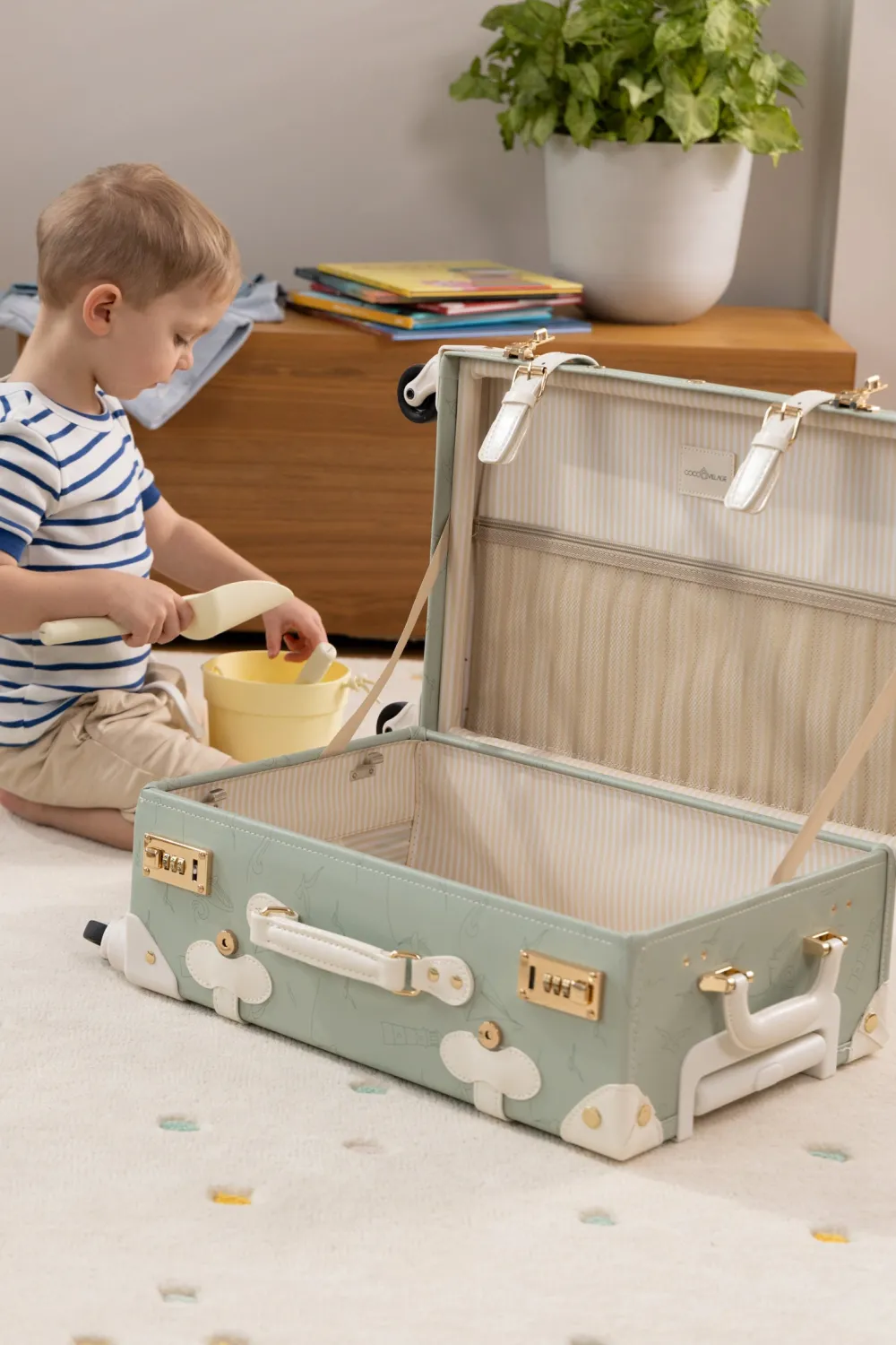 Coco Village Vegan Leather Carry-On Suitcase - Ocean