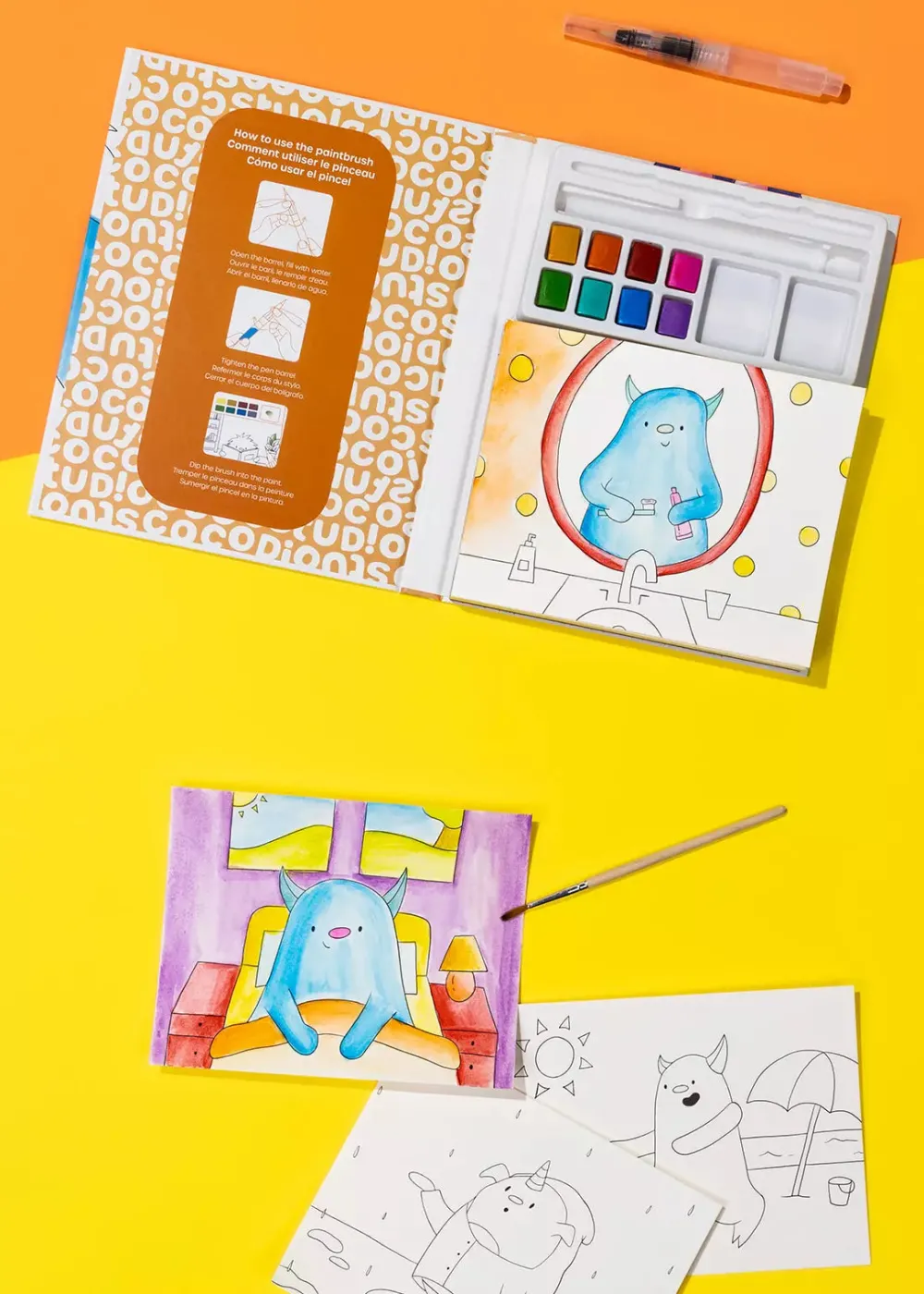 Coco Village Watercolor Monster Painting Book - 30 pages