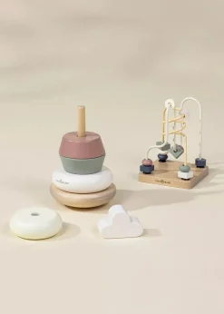 Coco Village Wooden Baby Toy Gifting Set Stacking Rings & Bead Maze