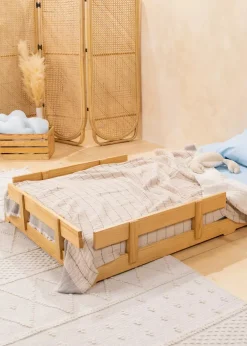 Coco Village Wooden Bed Frame Rail - Natural Wood
