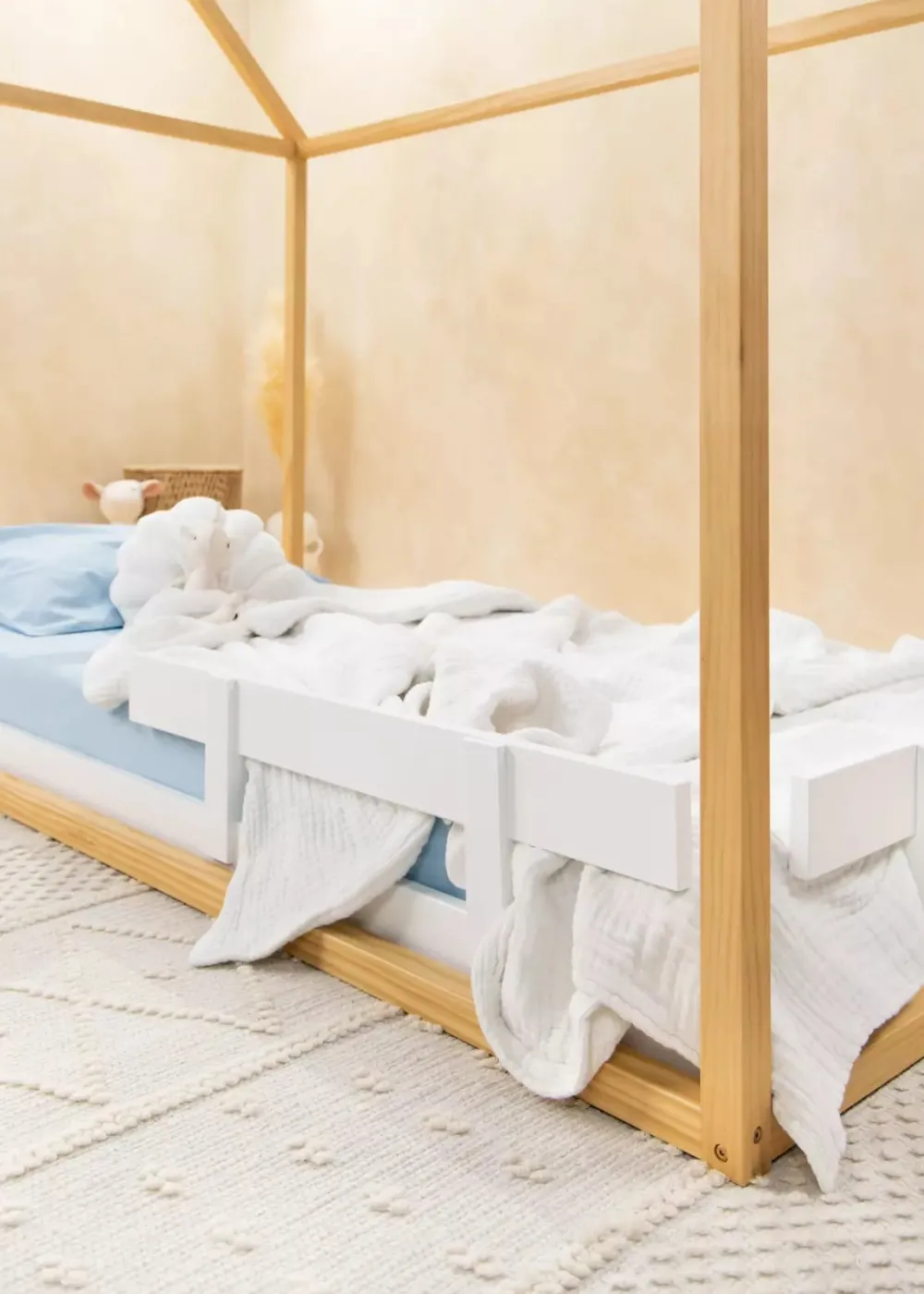 Coco Village Wooden Bed Frame Rail - Natural Wood