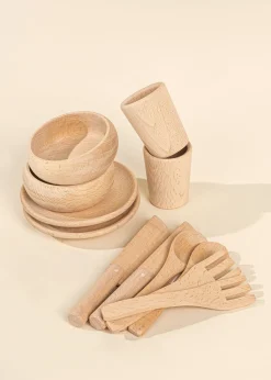 Coco Village Wooden Dinnerware Playset (12 Pcs)