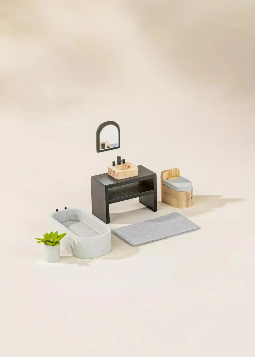 Coco Village Wooden Doll House Bathroom Furniture (6pcs)