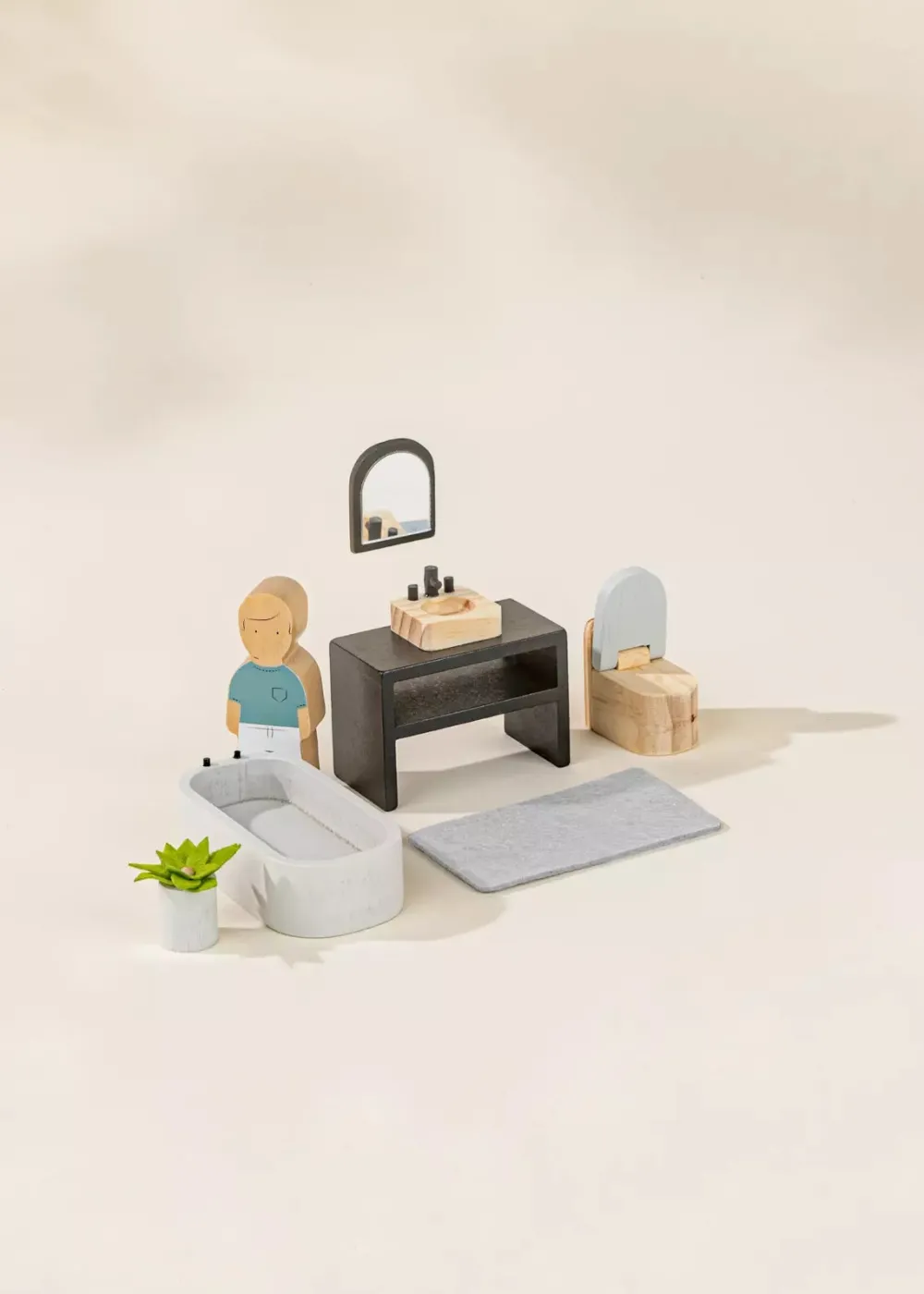 Coco Village Wooden Doll House Bathroom Furniture (6pcs)