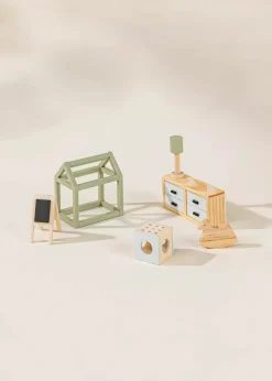 Coco Village Wooden Doll House Kids Room Furniture (10pcs)