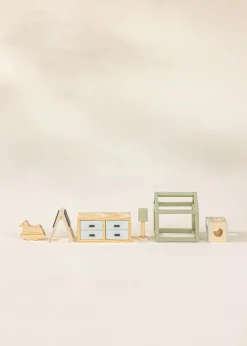 Coco Village Wooden Doll House Kids Room Furniture (10pcs)