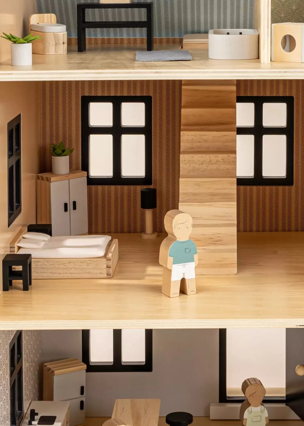 Coco Village Wooden Doll House Master Bedroom Furniture (9 pcs)