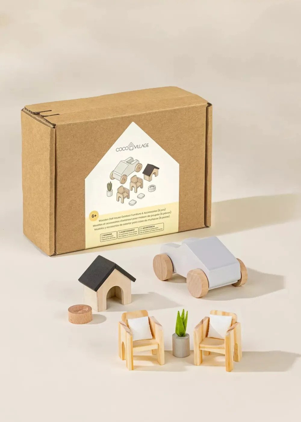 Coco Village Wooden Doll House Outdoor Furniture (8pcs)