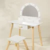 Coco Village Wooden Play Vanity with Lighted Mirror & Stool