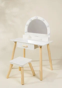 Coco Village Wooden Play Vanity with Lighted Mirror & Stool